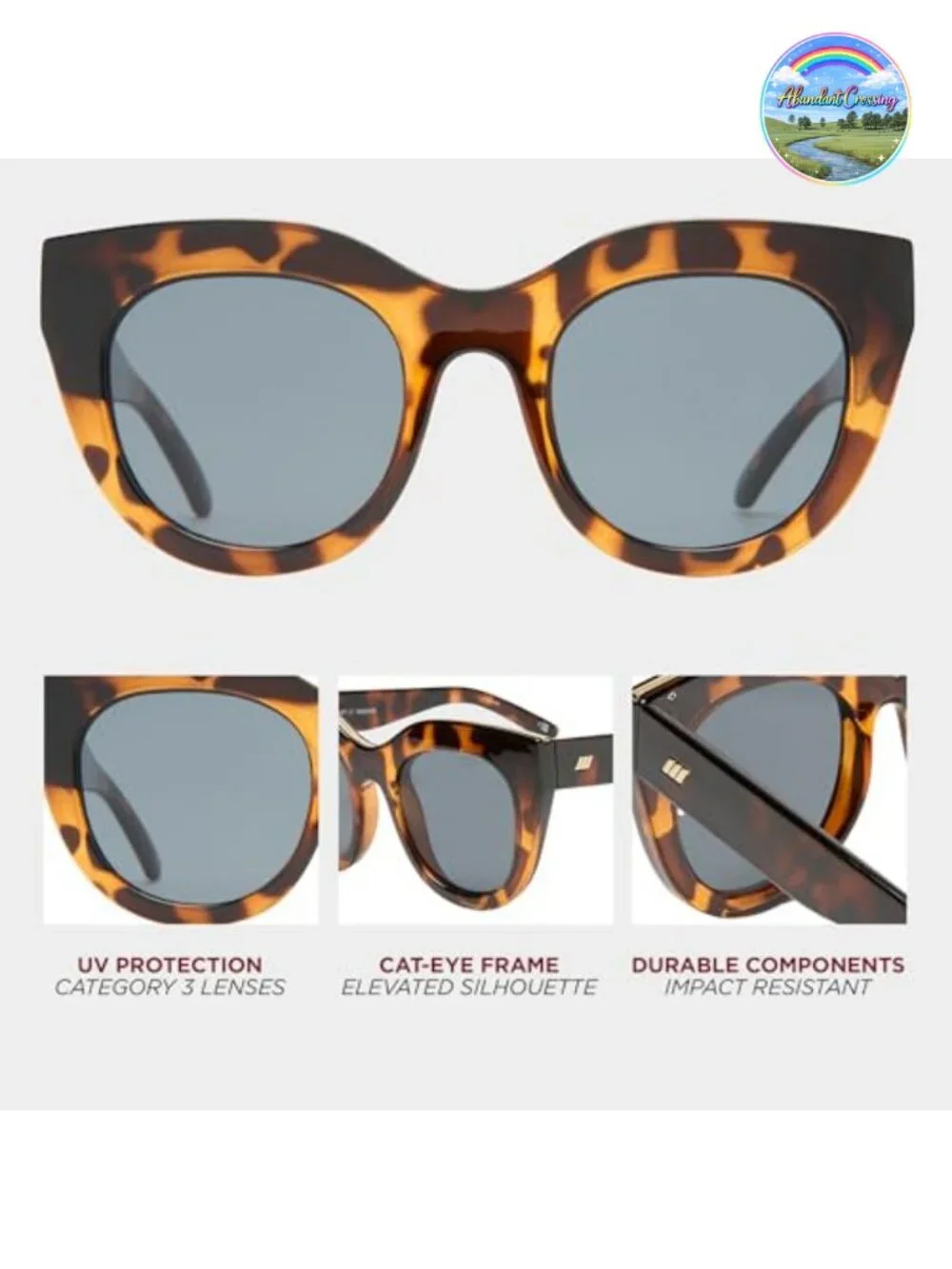 Le Specs Air Heart Cat Eye Sunglasses Oversized Frame Scratch-Resistant Lenses